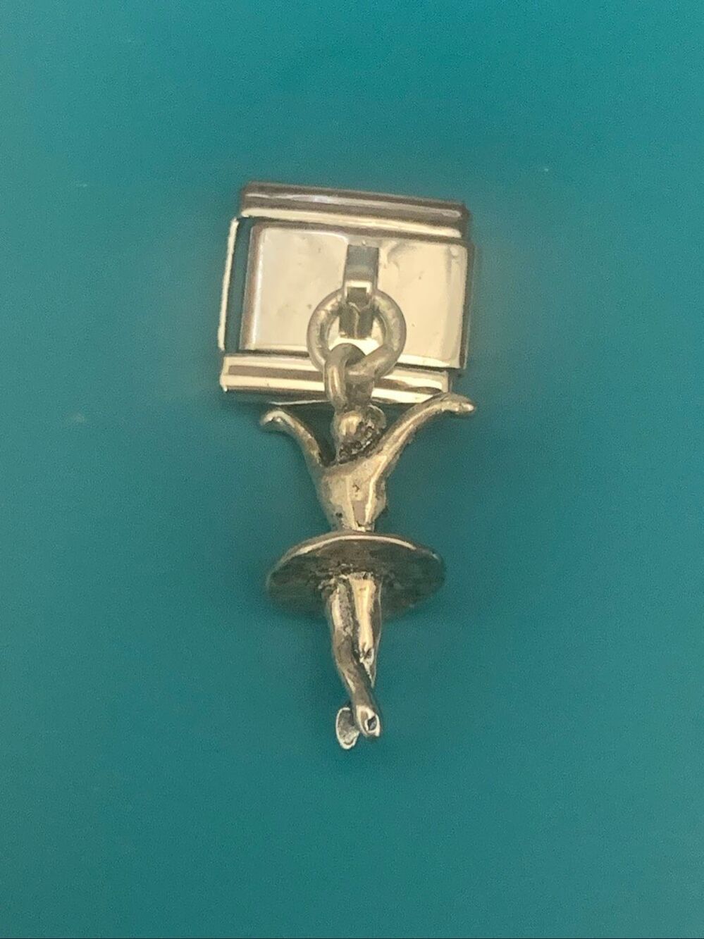 Italian Charm Stainless Steel with Dangling Sterling Silver Ballerina #dance